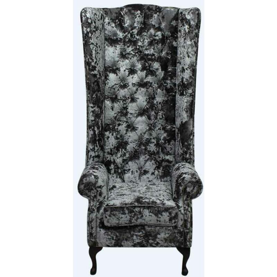 Chesterfield Soho Velvet High Back Wing Chair Lustro Flint