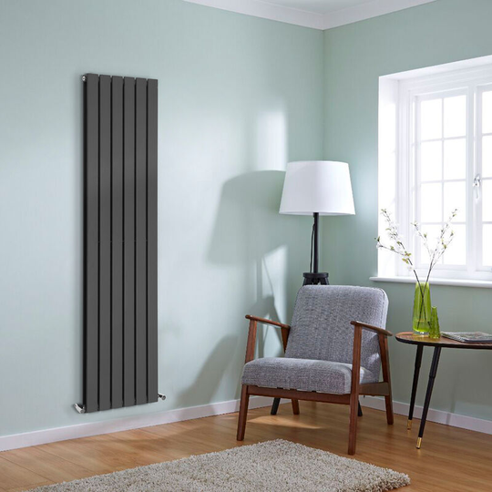 NRG - Anthracite Flat Panel Radiator Designer Column Bathroom Central Heating Double 1600x408mm