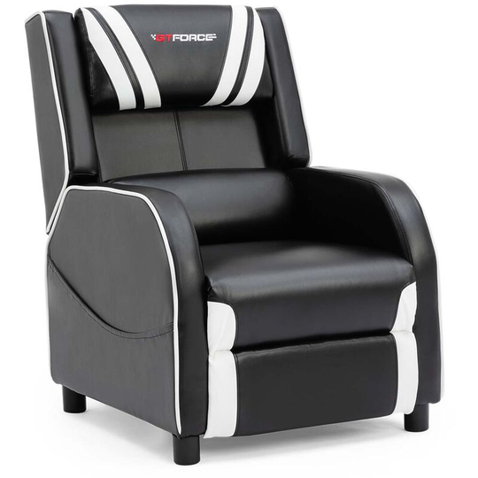 Ranger s faux leather gaming recliner armchair sofa reclining cinema chair white - White - Gtforce