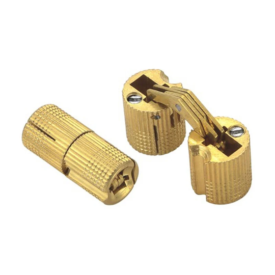 4 Pcs Brass Cylinder Hinges, Hidden Invisible Barrel Hinge for DIY Wooden Door Cabinet Caravan, 10 mm