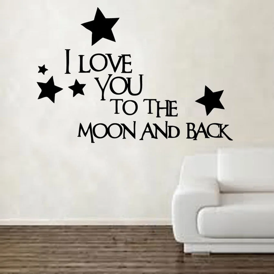 I Love You To The Moon & Back Quote Decal Vinyl Wall Sticker