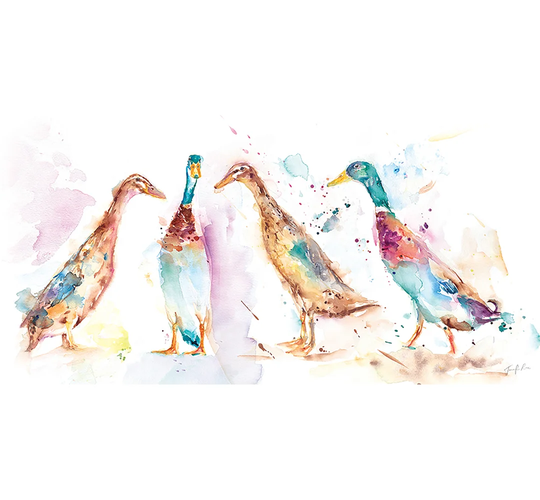 'Runner Ducks' - Wrapped Canvas Painting Print