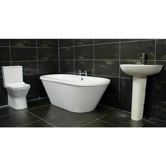 Hydros - Molly Freestanding Bath Suite Deck Mounted Taps Option Modern Bathroom Suite, Open back toilet-Suite with no taps & wastes