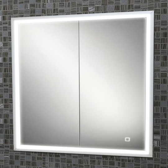 Vanquish 80 Double Door Recessed led Bathroom Cabinet 730mm h x 830mm w - HIB
