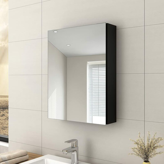 Bathroom Vanity Mirror Cabinet with Storage - Single Door Wall Mounted Storage Cupboard Aluminum Frameless Medicine Cabinet, Makeup Bathroom Wall