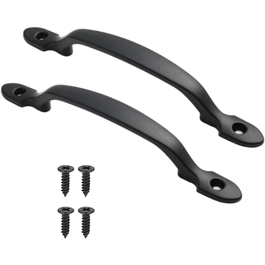 Perlerare - Set of 2 Black Stainless Steel Furniture Handles with Screws for Cabinet, Garden Door, Shed (Hole Spacing 158mm)