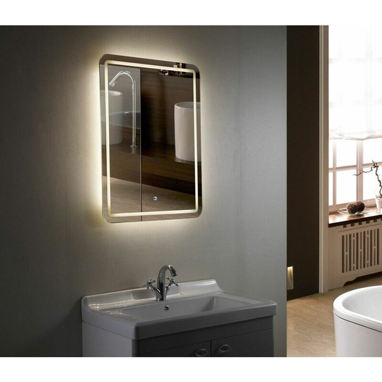 Croydex Chawston LED Bathroom Mirror Demister Mains Power Touch 700x500mm Modern - Silver