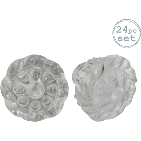 Nicola Spring Glass Cabinet Knobs - Flower - Pack of 24