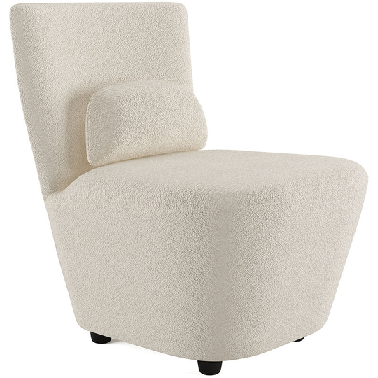 Privatefloor - White boucle armchair - upholstered - Carla White Wood, pvc, Boucle, Polyester - White