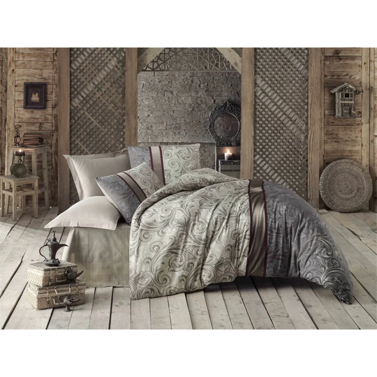 Hanish Cream/Beige/Grey/Claret/Red/White 127 TC Modern & Contemporary 2 Piece Duvet Cover Set