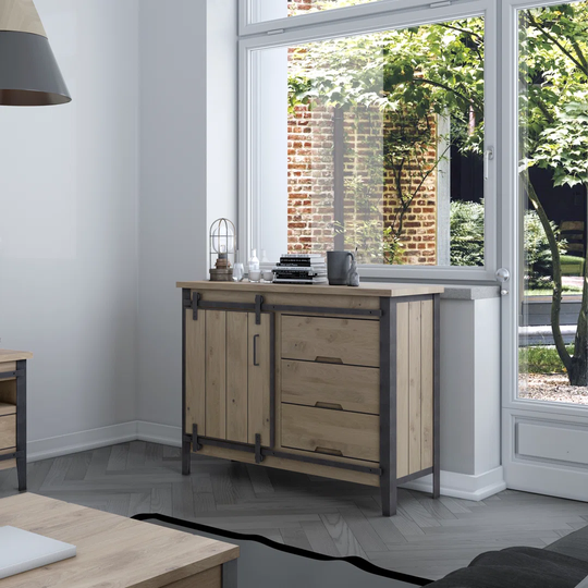 Schulman 120 Cm Wide 2 Drawer Oak Solid Wood Sideboard