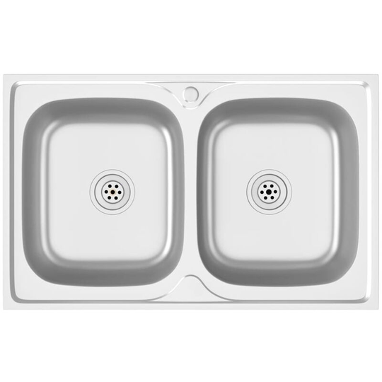 Kitchen Sink with Double Basins Silver 800x500x155 mm Stainless Steel Vidaxl Silver