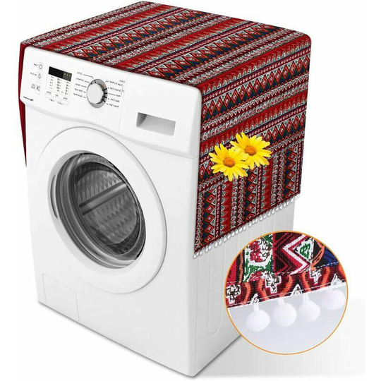 Rlife Protective Cover, Versatile Dust Cover, Protective Cover with Side Storage Pockets for Single Door Refrigerator Washing Machine (55*130cm,Red