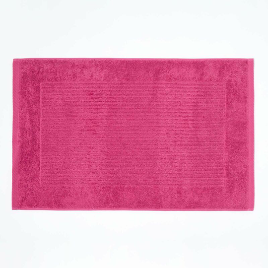 Imperial Plain Cotton Raspberry Bath Mat - Pink - Pink - Pink - Homescapes