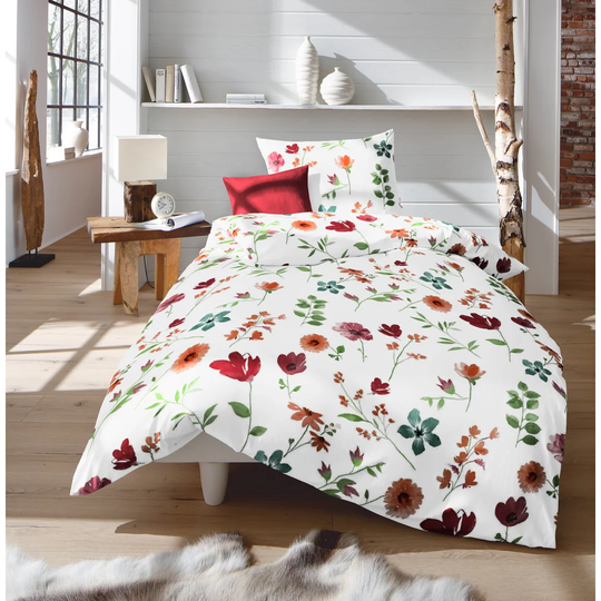 Donna Red/Green/Orange 144 TC 2 Piece Duvet Cover Set