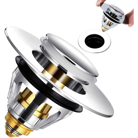 Perlerare - 1 Pieces Universal Pop-Up Sink Drain, Pop Up Drain Filter, Pop Up Sink Stopper with Anti-Clogging Filter, Pop Up Sink Stopper Fits