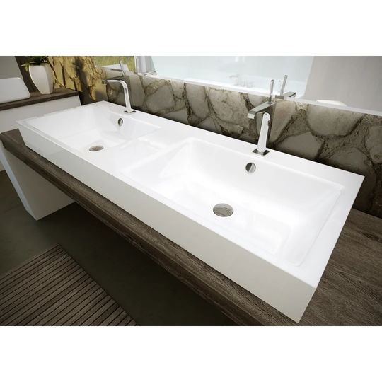 White Steel Enamel Rectangular Inset Basin Bathroom Sink