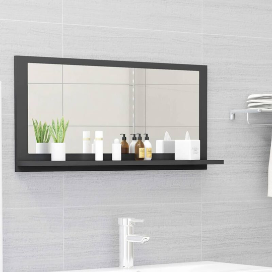 Bathroom Mirror Grey 80x10.5x37 cm Chipboard FF804573_UK - Topdeal
