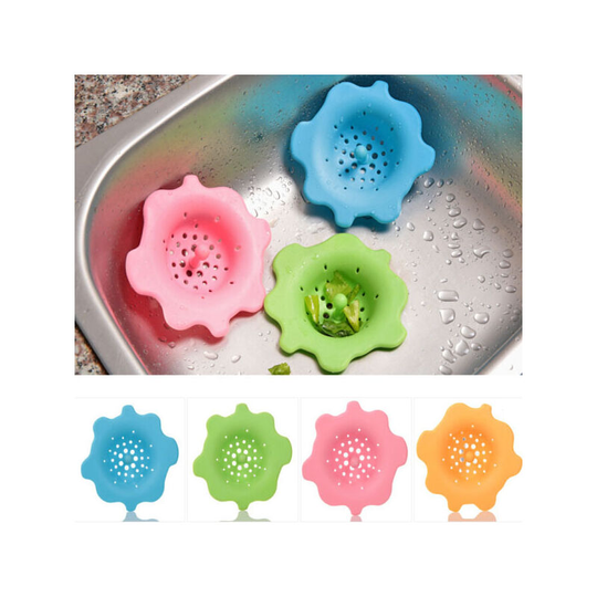 4 Pack Kitchen Sink Strainer- Silicone, Flexible Sink Strainer, Sink Drain Strainer, Flower Shape