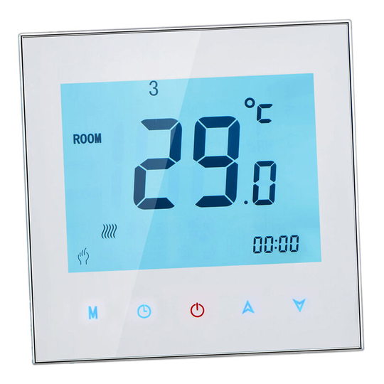 Superseller - 5A 110-230V Weekly Programmable lcd Display Touch Screen Water Heating Thermostat Room Temperature Controller - Ivory