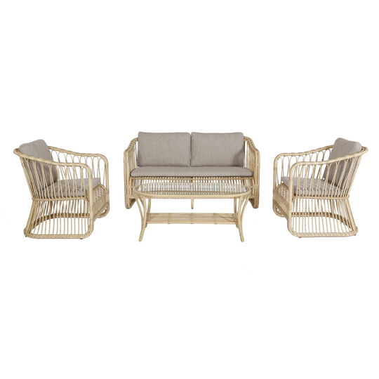 Set Of 2 Armchairs, Sofa And Table Bombay L.77 L.67.5 H.79 Nature/grey