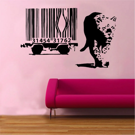 Banksy Leopard Barcode Decal Vinyl Wall Sticker
