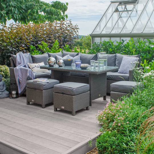 Replogle 9 Seater Rattan Effect Corner Sofa Set