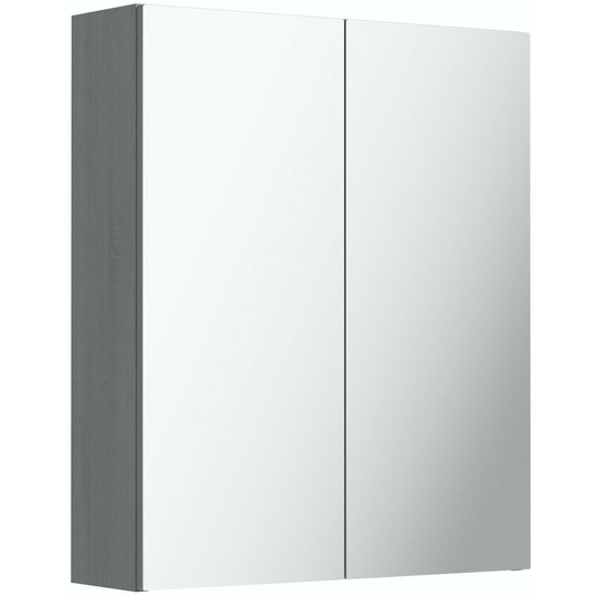 Newbury dusk grey mirror cabinet 720 x 600mm - Grey - Reeves