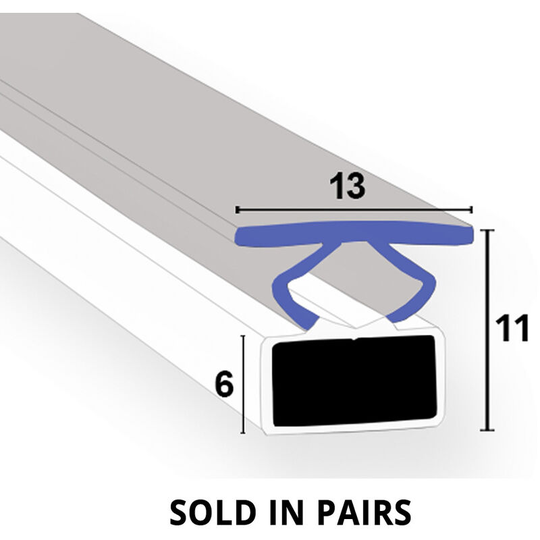 Magnetic Shower Seal for Screens or Doors | Fits Into a Channel | Sold as Pairs | MAG033 (200cm) - Clear