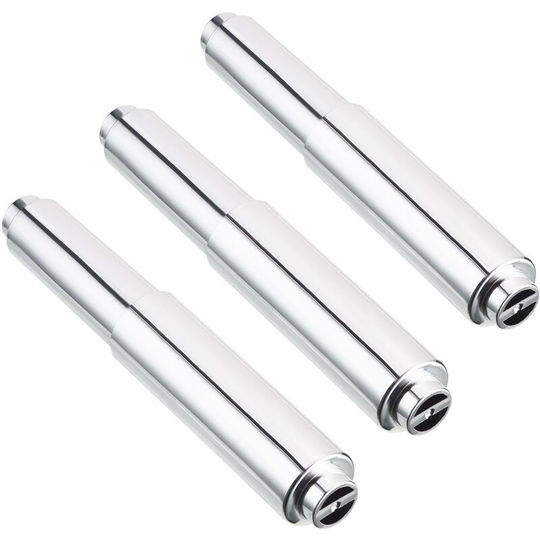 Spring Loaded Plastic Toilet Paper Holder Roll 3 Pack (Silver)