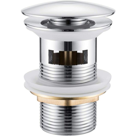 Perlerare - Universal pop-up drain for washbasin and sink, pop-up drain in chrome-plated brass - with mouthpiece