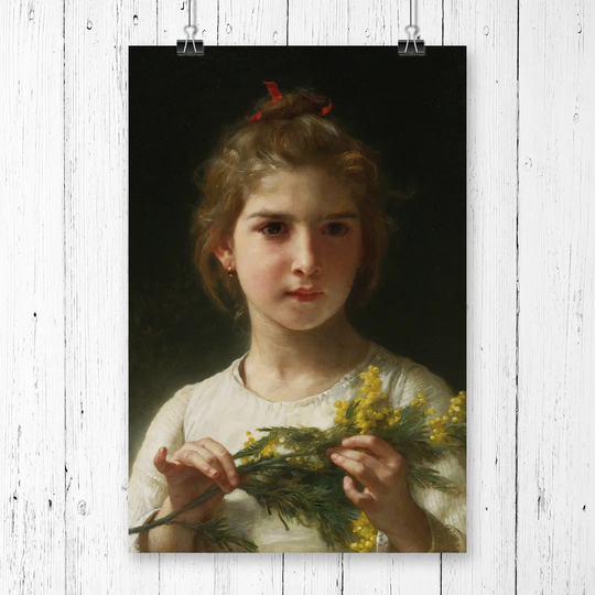 'Mimosa Flower Girl' by William Adolphe Bouguereau Graphic Art