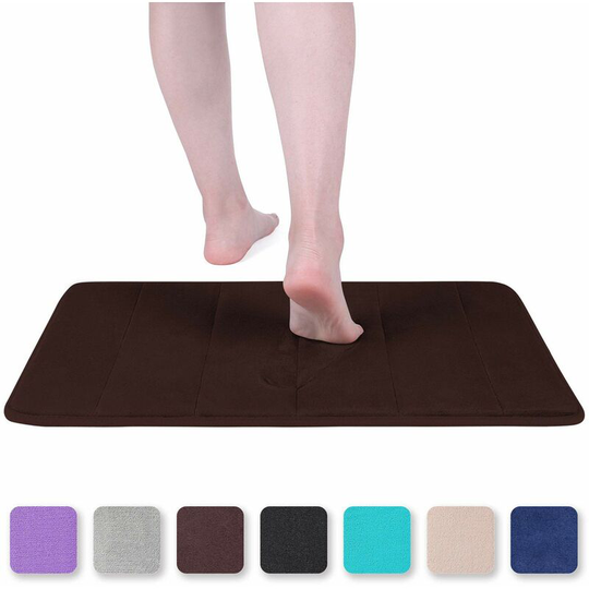 Memory Foam Bath Mat Absorbent Non-Slip Bath Mat Washable Bath Mat - 40 x 60 cm, Brown Soekavia