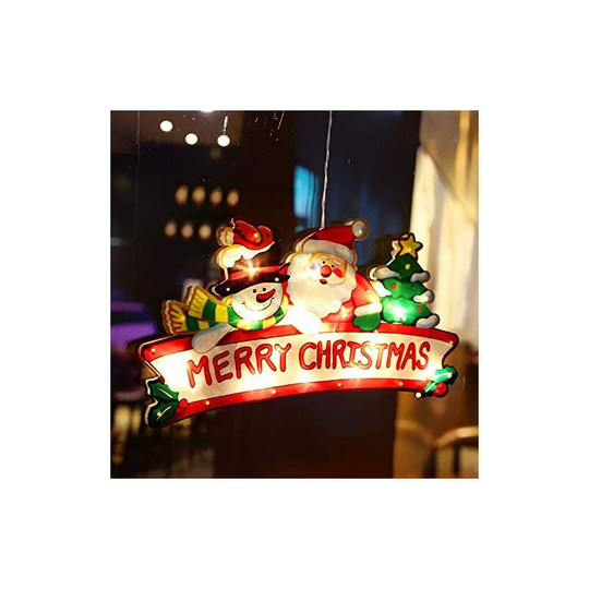 Christmas Decoration Lights, 10 led Hanging Lights with Suction Cup, Merry Christmas Glass Window Decoration Lights