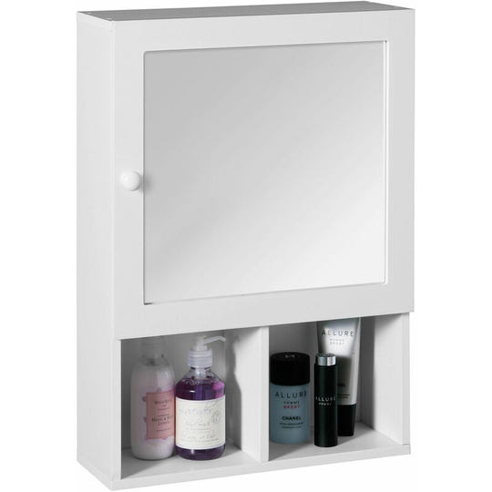 White Wood Mirrored Cabinet - Premier Housewares