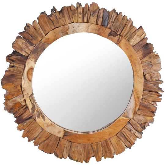 Wall Mirror 60 cm Teak Round - Hommoo