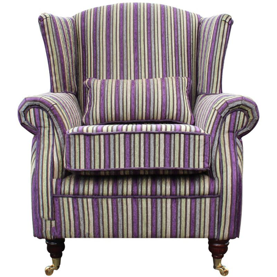 Wing Chair Fireside High Back Armchair Fantasia Porto Stripe