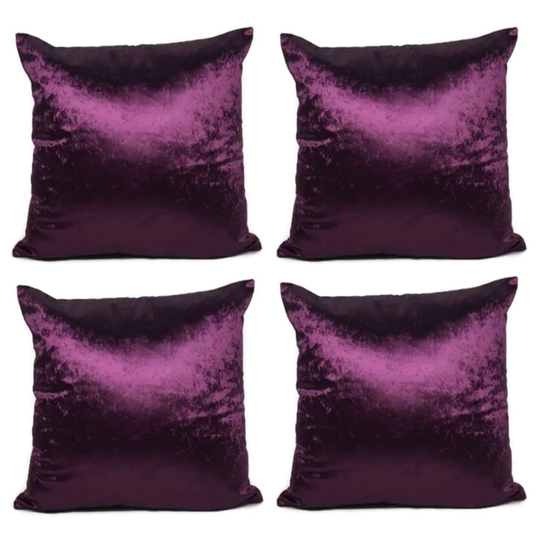 Sequoyah Set of 4 High Quality Crushed Velvet Purple Decorative Cushion Covers 18x18"