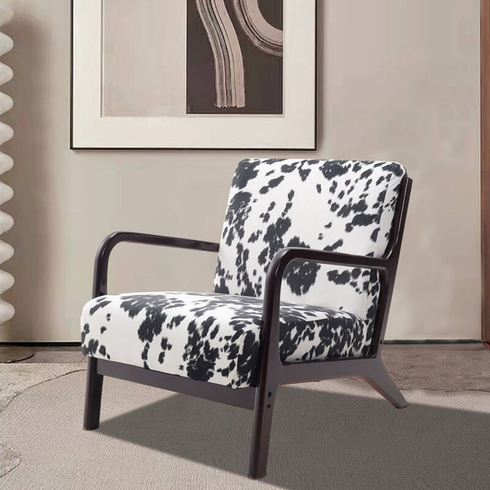 Livingandhome Black and White Spots Velvet Upholstered Armchair