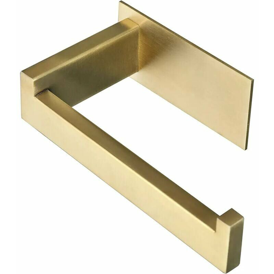 Self-supporting self-adhesive toilet paper holder in stainless steel bathroom with square kitchen accessories 304 (brushed gold)