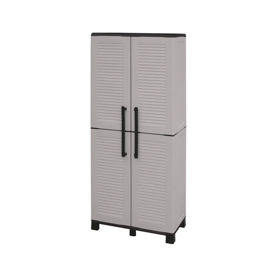 Multipurpose Wardrobe For Outdoor Or Indoor Use, Cabinet With 2 Doors And 3 Adjustable Shelves In Polypropylene, 100% Made In Italy, 68X37h169 Cm, Gra