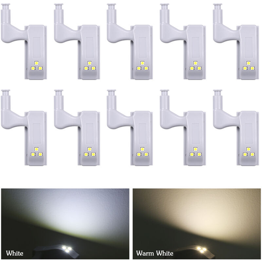 Led Sensor Hinge Light Lamp for Kitchen Cabinet Cupboard Closet Wardrobe White, White&10PCS - White&10PCS
