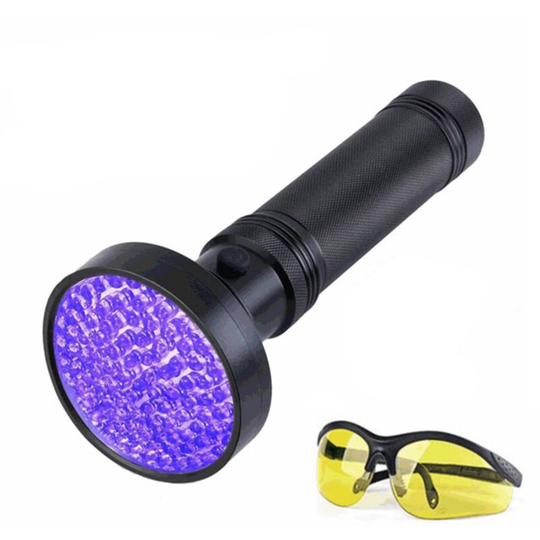 Uv Flashlight Pet Urine Detector Black Light 100 led 395NM Blacklight with uv Sunglasses Handheld Detector for Dog Cat Dry Stains Bed Bug Scorpion