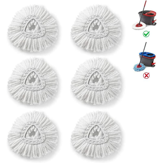 Ilovemilan - 6 Pack Mop Replacement Head Refill for Spin Mop Power Refill Easy Cleaning Microfiber