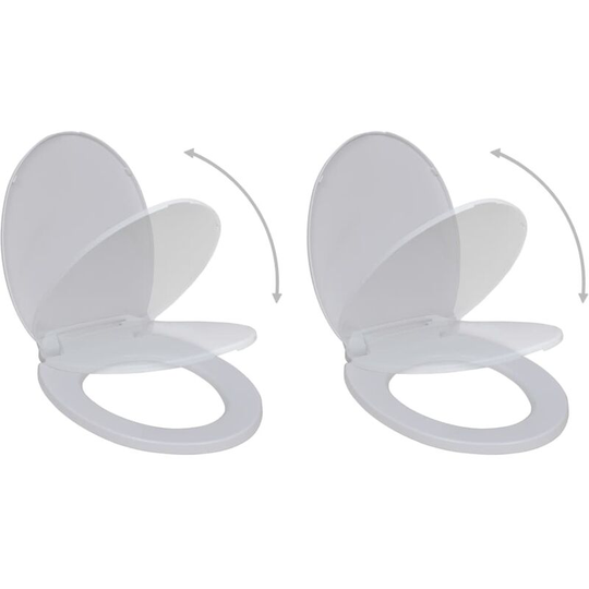 Toilet Seats with Soft Close Lids 2 pcs Plastic White - White