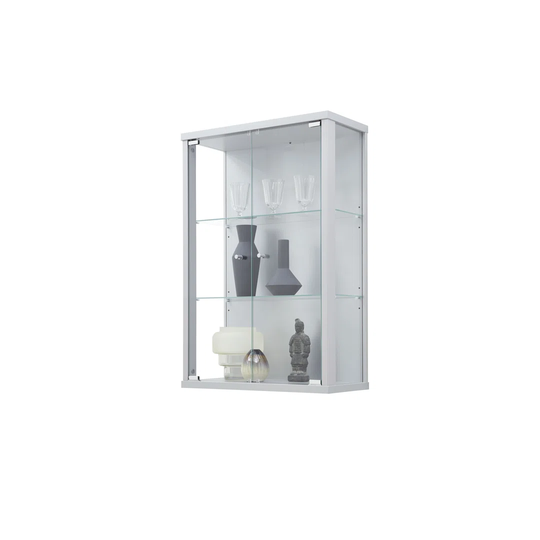 Hanging display cabinet in silver