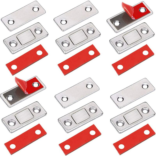 Soekavia - Very Thin 6 Piece Magnetic Catch Cabinet Door Magnet Stick On Magnetic Latch Adhesive Closure Cabinet Powerful Magnet for Sliding Door