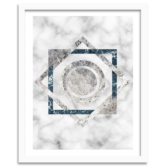 'Squares and Circles - Marble' - Picture Frame Graphic Art Print on Paper