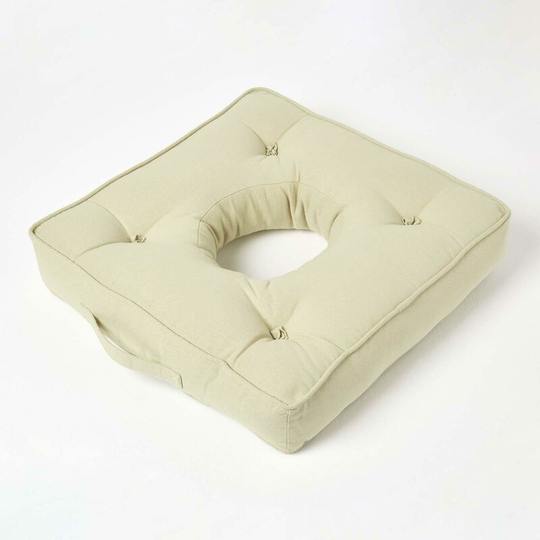Sage Green Orthopaedic Cotton Armchair Booster Cushion - Green - Homescapes