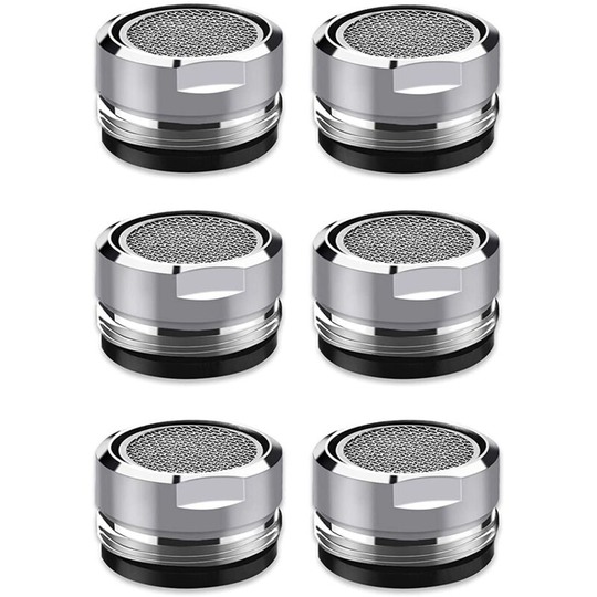 M24 Faucet Aerator, 6 Pieces Water Saving Faucet Aerator with Stainless Steel and abs Filter, Include 8 Gaskets and 1 Chrome Aerator Wrench for